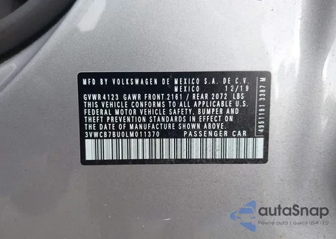 2020 Volkswagen Jetta 1.4T R-Line/1.4T S/1.4T Se from USA, damaged, VIN 3VWCB7BU0LM011370